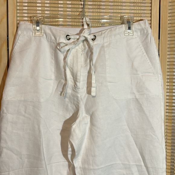 Charter Club Pant Shop Linen Cotton Drawstring Waistband Winter White Pants 8 - Picture 2 of 14